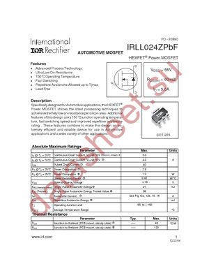 IRLL024ZPBF datasheet  